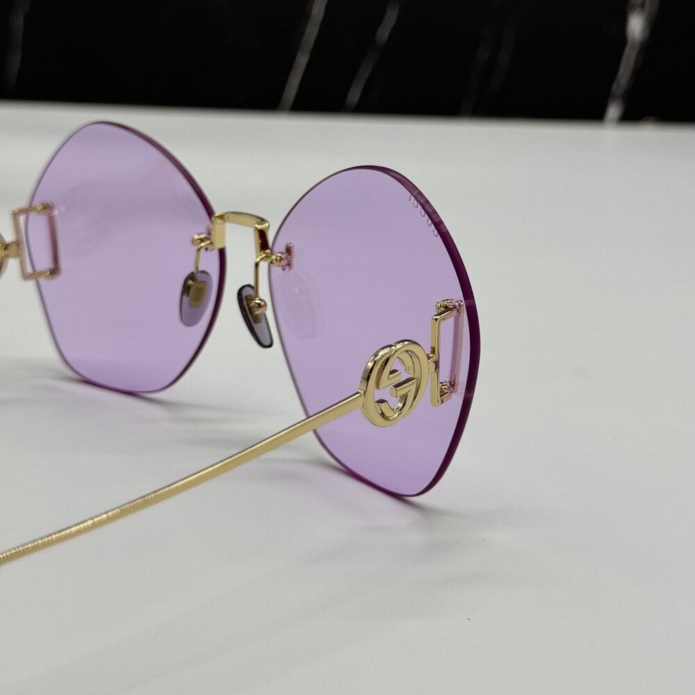 NEW GUCCI GG1203S 001 WITH GOLD CHAIN GUCCI SUNGLASSES - Picture 10 of 13